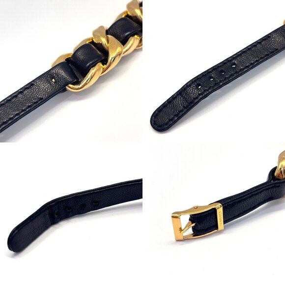 CHANEL Authentic Black Leather Charm Bracelet
